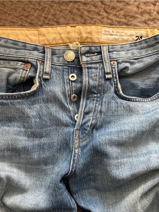 rag & bone Light Blue Straight Leg Jeans - Picture 3 of 5